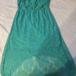 High low aqua dress